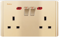 Prise double 13A standard UK, 2 modules, panneau PC couleur champagne, avec interrupteur, pour usage domestique, compatible Bangladesh, Pakistan, Royaume-Uni