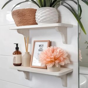 Solid Wood Wall Floating <b>Shelf</b> Black Rectangle Wall Mounted Storage <b>Rack</b> For Living Room Bedroom Bathroom Display - Product Image 2