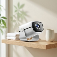 Projecteur portable intelligent avec support rotatif, système Android natif, WiFi, Bluetooth, LED, commande vocale IA 200, haut-parleurs intégrés, home cinéma