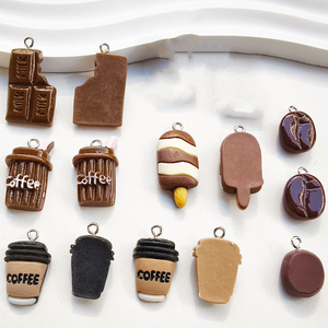 Pendentifs Breloques en Résine Chocolatée Grain de Café pour la Fabrication de Bijoux DIY (Boucles d'Oreilles, Colliers), Accessoires Faits Main pour Porte-clés, Colgantes - Product Image 3