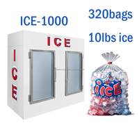 Congélateur commercial grand format COLDSTAR ICE-1000G certifié CE, bac de stockage, 2 portes, refroidissement par ventilateur, stockage de glace réfrigérée -5~-15°C
