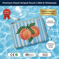 Dompet Koin Kecil Manik-Manik Cherry Merah Grosir Pabrik, Dompet Buah Buatan Tangan dengan Ritsleting, Manik-Manik Biji untuk DIY, Grosir