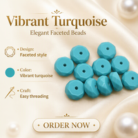 Perles synthétiques turquoise bleues en forme d'abacus de 12 mm pour collier