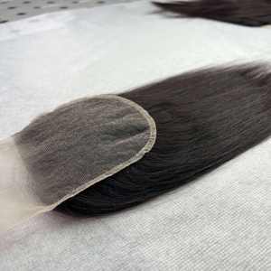 12A Grade 100% Unprocessed Vietnamese Raw Human Hair 5x5 HD Transparent Lace Closure Natural Straight Wholesale - Product Image 1