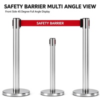 Barrière de sécurité rétractable Langshuo avec poteau, mécanisme à ressort automatique, en acier inoxydable, nylon et polyester pour le contrôle des foules