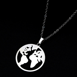 Collar con colgante de mapa del mundo pequeño, collar clásico de globo de tierra de acero inoxidable chapado en oro para mujer, joyería de regalo de viaje - Product Image 4