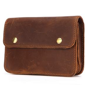 Sac banane pour homme en cuir de vache véritable, petit sacoche de téléphone en cuir Crazy Horse, sacoche de ceinture rétro pour affaires, fabriqué à l'usine d'Andong - Product Image 1