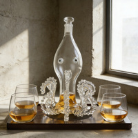 Ensemble de bouteilles en verre de luxe modernes et élégantes en forme de pieuvre, personnalisables, différentes tailles, 750 ml, 1 L, pour spiritueux, vodka, whisky, rhum