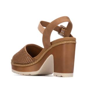 Sandales à talons pour femmes Refresh, couleur camel, talon de 9 cm, taille 40, style plateforme - Product Image 3
