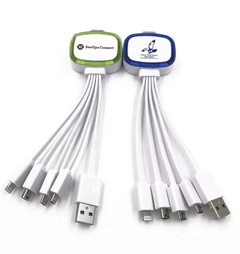 Hot Selling HAOYUE HY-909 Multi-Function Rainbow LED USB 3.0 Retractable 3A Fast Charging Cable for Android IOS Computer