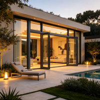 Portes pliantes en alliage d'aluminium anti-corrosion OEM&ODM, fenêtre de patio pliante insonorisée et à isolation thermique pour usage côtier