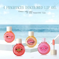 Brillo de labios vegano orgánico de 4 colores, resistente al agua, esmalte de labios mágico, etiquetado bonito, 5ml, bálsamo labial hidratante de frutas para maquillaje de belleza