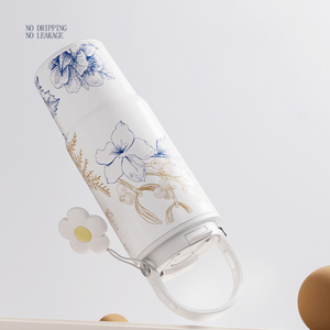 750ml New Ceramic Liner Insulated Coffee <b>Cup</b> <b>with</b> <b>Straw</b> Ice Tumbler Stylish Outdoor Portable Thermos <b>with</b> Handle Gift OEM ODM - Product Image 2