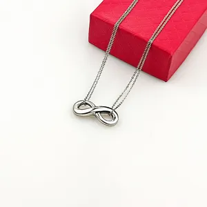 Collar con símbolo de infinito para mujer, cadena con número 8, con lazo, temperamento femenino, para celebridades