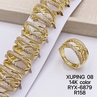 Bijoux Xuping pour femmes, anneaux vintage plaqués or 14 carats en cuivre avec CZ synthétique - Cadeau et bijoux de fête en gros
