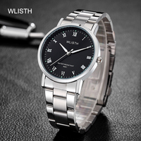 WLISTH Montre mode pour hommes bracelet en acier inoxydable montres à quartz pour hommes montre-bracelet ceinture étanche relojes hombre logo personnalisé