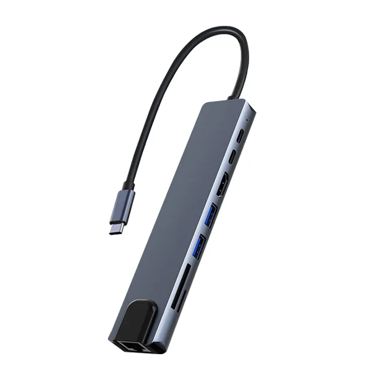 Multi-function Adapter 8 in 1 Usb C Hub Type C To 4K HDTV USB Docking Station for Macbook