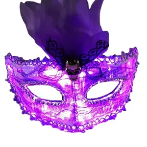 Masque de fête lumineux en Fiber optique, masque de danse, masque de fête de carnaval de Festival pour le nouvel an