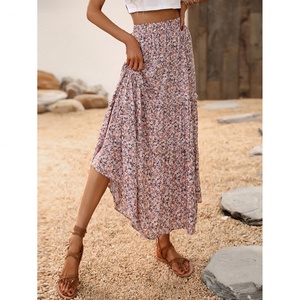 Falda Larga Plisada Personalizada al por Mayor para Mujer, Falda Larga de Cintura Alta de Punto, Falda Elegante Vintage Formal con Estampado Floral - Product Image 6