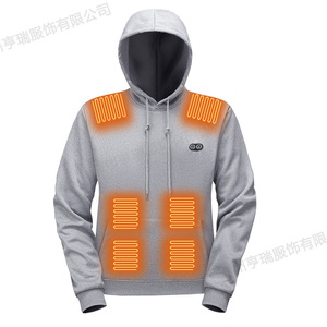 Sweat-shirt chauffant électrique à capuche pour homme, en polyester et coton tricoté, chaud pour l'hiver, vêtement d'extérieur avec deux zones de contrôle. - Product Image 4