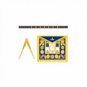 Tablier unisexe pour adulte CRAFT MASTER MASON avec franges dorées, logo brodé à la main, trois niveaux (BH-M-107), utilisation en église, design personnalisable - Product Image 1