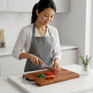<b>Wooden</b> Rectangle Chopping Board With Handle Anti Slip Kitchen Cutting Block Single <b>Piece</b> - Product Image 1