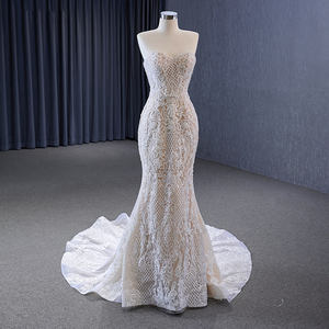 Jancember 231073 Robes de mariée sirène vintage en dentelle brodée à épaules dénudées - Product Image 4