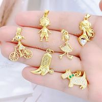 Charmes marins personnalisés, pendentifs en laiton plaqué or, coquillages, hippocampes, poissons, bijoux, collier, cadeau, vente en gros