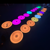 Lumières de sol rondes UFO à LED RGB imperméables et sensibles à la pression pour l'extérieur, panneaux de sol interactifs à gravité, 50x50 DMX
