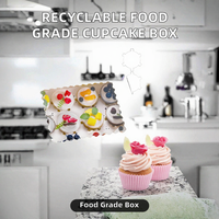 Scatola Pieghevole in Cartone Riciclabile per Alimenti per Bambini e Cupcake, Confezione con Finestra Trasparente da 2/4/6/12 Pezzi