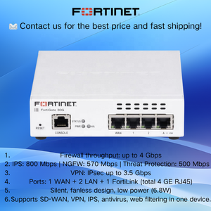 Fortinet FG-30G อุปกรณ์ไฟร์วอลล์ FortiGate รุ่นใหม่ของแท้ ฮาร์ดแวร์เครือข่ายสำหรับองค์กรใหม่ รับประกัน 1 ปี จัดส่งรวดเร็ว - Product Image 1