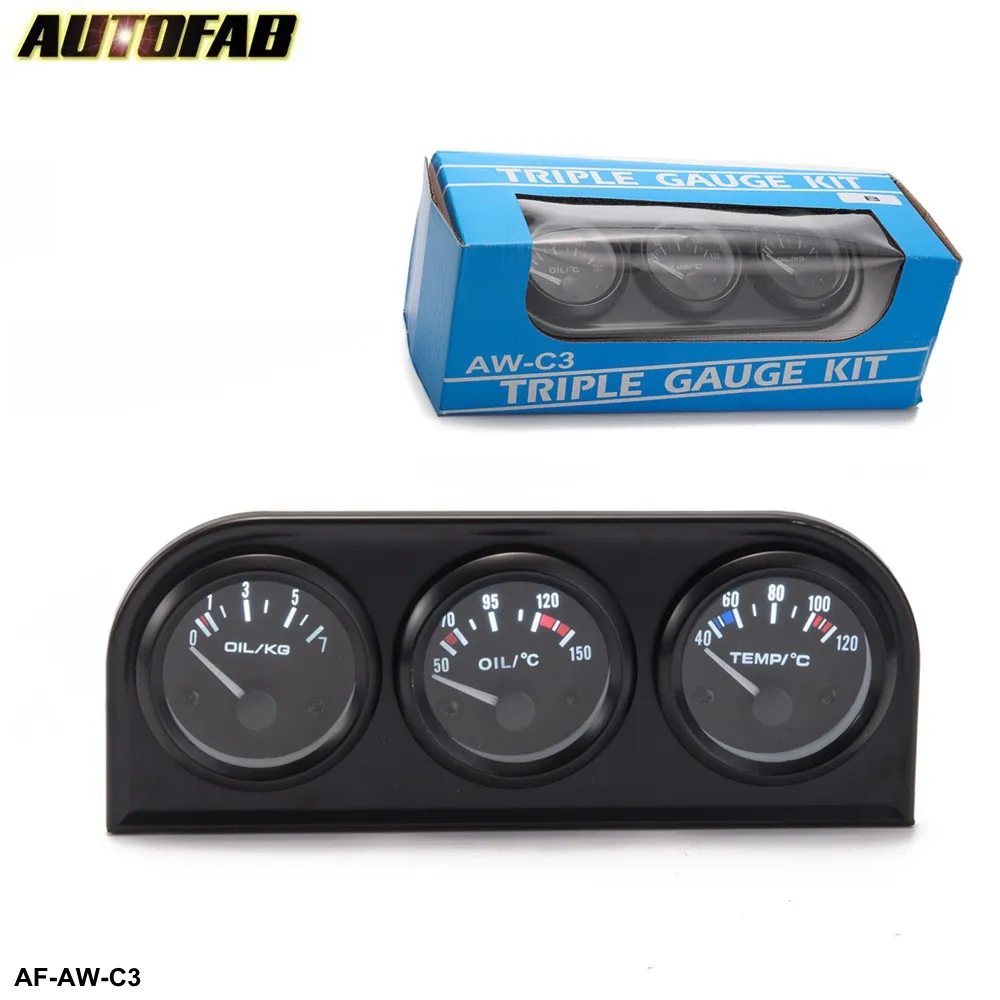 AUTOFAB- Auto 52mm Kit 3in1 Triplo Bitola Volt/Temp Água Gauge/Medidor De Pressão De Óleo Ou de Óleo sensor de Temp Medidor W AF-AW-C3