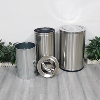 Poubelle de rangement en acier inoxydable de 54 litres, type à couvercle roulant, écologique, argentée, debout, pour usage intérieur, hall, bureau