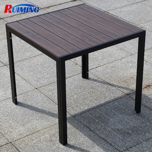 Phật sơn nhà sản xuất giá tốt nhất bảng vuông thiết lập bốn chỗ ngồi gỗ-nhựa Ghế ăn Patio Bistro ngoài trời Bàn cà phê - Product Image 5