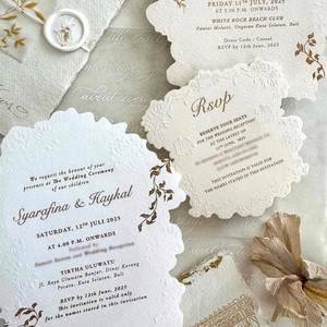 Invitaciones de Boda de Lujo, Diseño de Logotipo Personalizado, Papel Kraft, Impresión Tipográfica en Cartón, Grabado en Relieve, Proveedores de Sets al por Mayor - Product Image 3