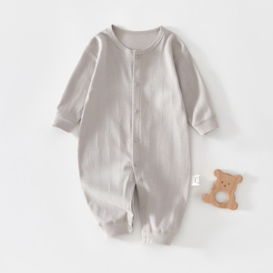 Combinaison en coton tricoté pour bébé, manches longues, unisexe, printemps-été, couche de base, vêtements doux - Product Image 1