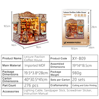 Kit de maison miniature DIY en bois, puzzle 3D avec lumière LED, modèle de construction artisanal, décoration de maison, cadeau