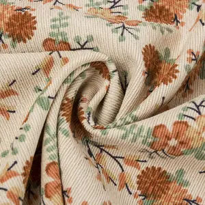 Yeni moda yumuşak polar, Polyester hammadde streç şerit tasarım çiçek baskılı 21W kadife kadife dikiş kumaşı/