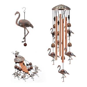 Venta al por mayor de fábrica: Campanas de viento retro de metal con tubos, colgantes de animales tallados, creativos adornos para el hogar, regalos artesanales para Navidad - Product Image 4