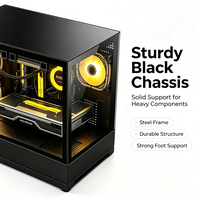 Boîtier d'ordinateur de jeu Mid Tower avec double panneau latéral en verre trempé, RGB, flux d'air optimisé, compatible avec un refroidisseur à eau de 240 mm