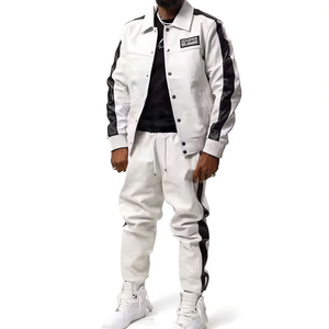 Online Casual Fashion Wear Leather <b>Tracksuit</b> For Men Hot Sale Customized Men Leather <b>Tracksuit</b> For Sale - Product Image 1