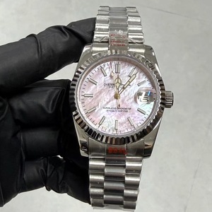 36mm Men Mod Automatic <b>Watch</b> Fluted Bezel Pink Mother Of <b>Pearl</b> Dial Bracelet Fit NH35 Movement MOQ 1 - Product Image 6