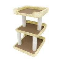 Arbre à chat moderne à trois niveaux en bois avec poteaux à gratter résistants à l'usure, perchoirs spacieux pour chats d'intérieur, montage facile