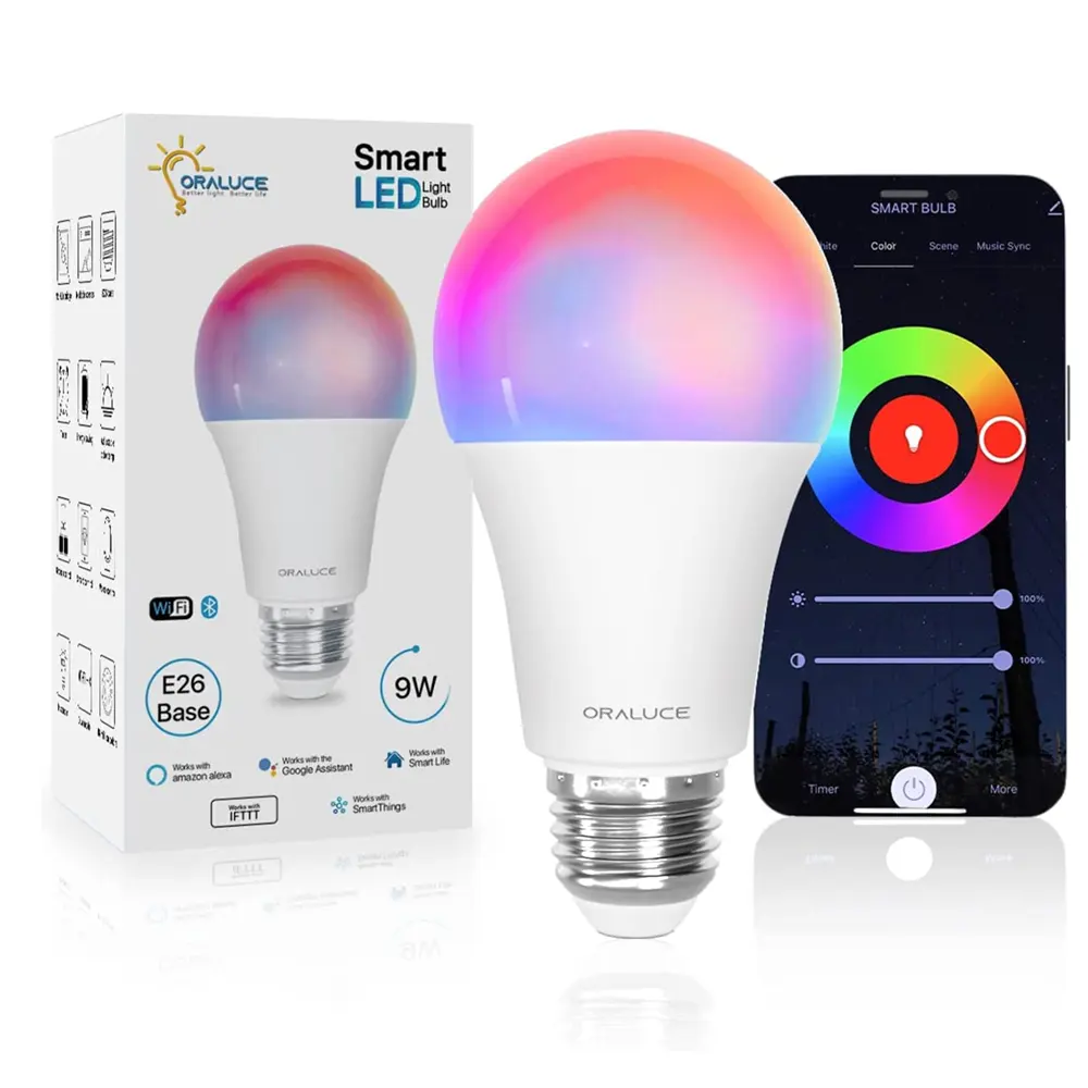 MOQ 1 Unit 120V E26 9W 900 Lumen Smart LED Bulb A19 RGBCW Dimmable Tuya Wifi Bulb Smart Home Alexa Light LED Color Bulb