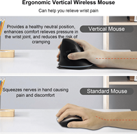 Souris ergonomique verticale rechargeable JSY-14 double mode 2.4G BT sans fil USB à suivi optique réglable pour PC portable