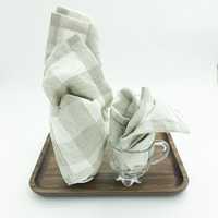 Décor à la maison naturel décor de table rustique pur lin français pierre lavé lin brodé serviettes nappes serviettes napperons