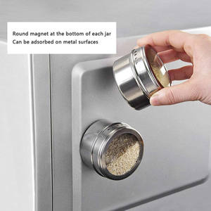 Stainless Steel Magnetic <b>Spice</b> <b>Jars</b> Set with Rack Wall Mount Pot <b>Spices</b> Seasoning Storage Container with Sifter Lids - Product Image 6