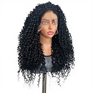 Peluca de <span class=keywords><strong>Cabello</strong></span> Sintético Negro con Encaje Frontal, Rizado <span class=keywords><strong>Corto</strong></span>, Estilo Afro Kinky, Alta Simulación Natural, para Comercio Exterior - Product Image 1