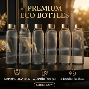 Individuell Bedruckte 500ML 1L Glas Wiederverwendbare Klare Trinkwasserflaschen für Tägliche Hydratation und Versorgung - Product Image 1