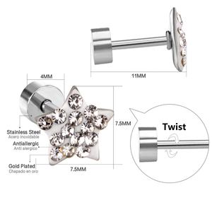 Pendientes de Estrella de Acero Inoxidable con Baño de Oro de Diseño Simple para Niñas, Pendientes de Cristal con Piedra para Cumpleaños - Product Image 6